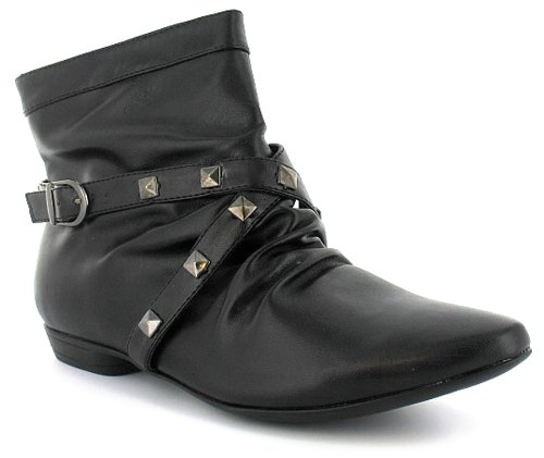 Platino "Inka" Ladies Studded Ankle Boots - Black