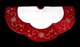 48 White And Red Velvet Snowflake Christmas Tree Skirt