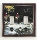 English Horse Double Switch Plate Cover
