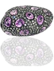 28*20*14mm Diamond Pave Sapphire Bead .925 Sterling Silver Jewelry