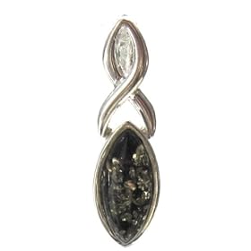 Green Amber and Sterling Silver Celtic Pendant