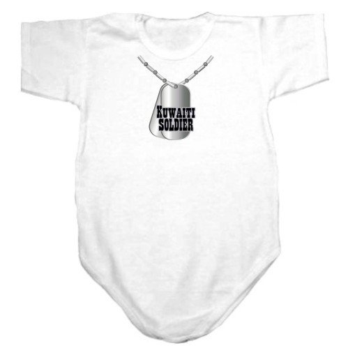 Baby Bodysuit White  Kuwaiti Soldier Dog Tag  Kuwait Country 12 - 18 Months