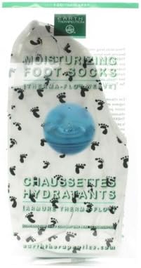 New - Earth Therapeutics Moisturizing Foot Sock - White with Footprints - 1 Pair