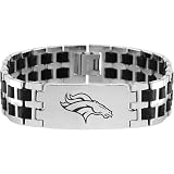 Team Titanium Denver Broncos Steel & Rubber Link Bracelet