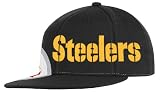 NFL Men's Pittsburgh Steelers End Zone Flat Visor Flex Hat - Tw78Z (Black, Large/X-Large)