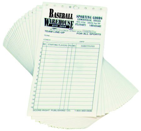 Baseball Warehouse Line-Up Cards