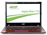 Acer Aspire One 756 29,5 cm (11,6 Zoll, matt) Netbook (Intel Pentium 987, 1,5GHz, 4GB RAM, 500GB HDD, Intel HD, Win 8) rot