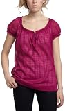 Kensie Girl Junior's Short Sleeve Spring Sheer Blouse, Hot Magenta, Small