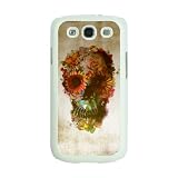 White frame Designer fashion sugar skull Flower tattoo Samsung Galaxy S3 i9300 Case Back cover-Hard Plastic and Metal