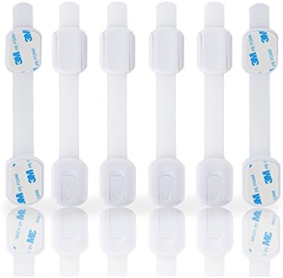 XD Mini Baby Proofing Adjustable Strap Locks Pack For Child Safety | Set Of 6 Safety Locks W/ 3M + 3M Bonus Adhesive Tape| Lock Your Toilet/Fridge/Drawers/Dishwasher/Drawers
