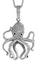 Sterling Silver Octopus Pendant, 1 3/16 in. (29mm) tall