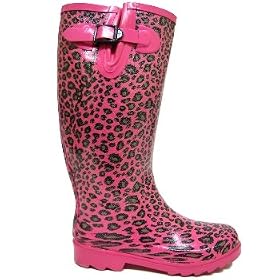 Pink Leopard Glitter Wellies Wellington Boots