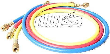 IWISS 3Pcs/lot Premium Charging hose with 1/4" SAE standard fitting set for R134 (36inch(90cm))