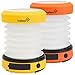 Ivation Hand crank LED Camping Lantern Collapsible & Rainproof, USB Flashlight torch Mini Lamp with hanging handle, 2 Lighting levels, Emergency Cell Phone charger, Recharges with dynamo power or via USB, Never need to change batteries, Easy to store