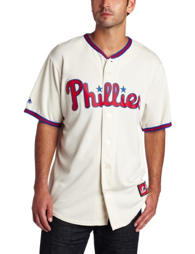 MLB Men's Philadelphia Phillies Ryan Howard Ivory Alternate Short Sleeve 6 Button Synthetic Replica Baseball Jersey Spring 2012  (Ivory, Small)