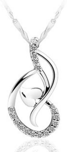 Platinum-plated "Crystal Fashion" Crystal Studded Pendant with 18" Platinum-plated Fashion Necklace - Music Note (XM-N323)