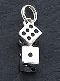 Black Enameled Dice Charm, Sterling Silver