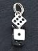Black Enameled Dice Charm, Sterling Silver