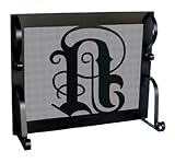 IMAGE OF Old English Initial N Fireplace Screen, Single Panel, in Black or Rust Finish: FREE Shipping!