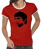 Touchlines Girlie Ringer T-Shirt Bruce Lee, red, S, B9020