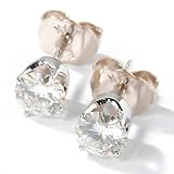 14K White or Yellow Gold 5MM Four-Prong Moissanite Stud Earrings