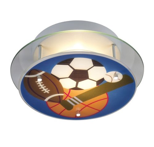 2 Light Sports Semi Flush Ceiling Light Fixture - Multi-Colored