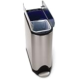 simplehuman Butterfly Step Recycler, Fingerprint-Proof Brushed Stainless Steel, 20+20-Liter/ 5.3+5.3-Gallon