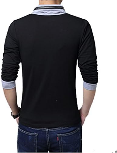 Dyslt Men's Long Sleeve Contrast Zipper Turtle Neck Plain T Shirt
