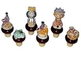ArtisanStreet's Judaica Wine Bottle Stoppers. Set Of 6. Features Pottery Figures On Top Of Wine Stoppers. Use For Passover, Shabbat, Purim, Hanukkah, Rosh Hashanna. Limited Edition.