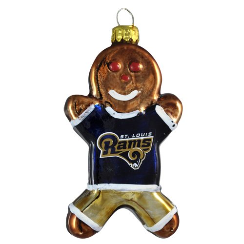 NFL St. Louis Rams Blown Glass Gingerbread Man Ornament