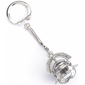 Roman Centurion Helmet Key Ring - Pewter