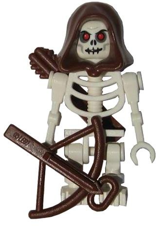 Skeleton (White) with Hood, Arrows and Crossbow - LEGO Castle Minifigure