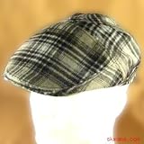 WOOL PLAID STRIPE IVY DRIVER GOLF CAP HAT * BROWN * Small / Medium
