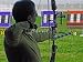 Wallmonkeys Peel and Stick Wall Decals - An Archer Shooting Compound Bow in Archery Competition - Removable Graphic