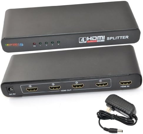 iKKEGOL 4 Port 3D HDM1.4 1080P Splitter Switch Switcher Amplifier Selector HDTV HD with Power Adapter