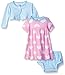 Gerber Baby Three-Piece Cardigan, Dress and Diaper Cover Set, Big Hearts, 24 Months