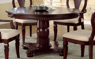 Pedestal Round Dining Table Cherry Finish