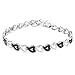 Tressa Sterling Silver Black Cubic Zirconia Heart Link Bracelet