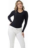 Underworks Women's Microfiber Compression Minimizer Crew Neck Long Sleeves T-shirt