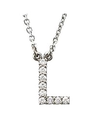 14K White Gold Diamond Initial Necklace "L" -- LIFETIME WARRANTY