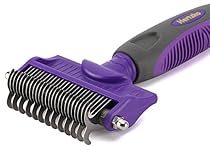 Dematting Comb with Double Sided Professional Rake By Hertzko - Suitable for Dogs and Cats - Removes Loose Undercoat, Tangles, Mats and Knots - Great Grooming Tool for Brushing and Deshedding

