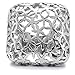 Eternal Sparkles Women's Stainless Steel High-Polished Square Floral Cutout Cocktail Ring