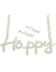 Clear metal link necklace and earring set Fashion Jewelry Costume Jewelry fashion accessory Beautiful Charms