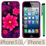 Apple Iphone 5S Or Iphone 5 Premium Pretty Design Protector Hard Cover Case / 1 of New Assorted Color Metal Stylus Touch Screen Pen (Pink Purple Divine Flower)
