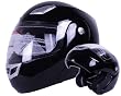 Modular Flip up Motorcycle Helmet Gloss Black DOT (Large)