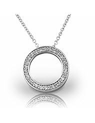 14KT White Gold Classic Style Circle Diamond Pendant. 3/8 CTW