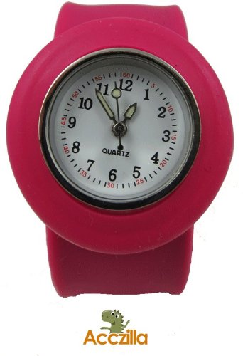 Acczilla Slap Watch - Silicone Slap On Watch - Rose Pink - Childrens Size