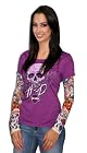 Harley-Davidson - Womens Tattooed Skull Purple Long Sleeve T-Shirt (Large)