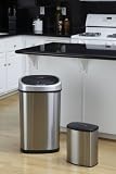 Infrared Touchless Automatic Motion Sensor Lid Open Trash Cans Combo - Stainless Steel 13.2/2.1-Gal