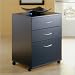 Nexera Mobile 3 Drawer Vertical Mobile Wood Filing Cabinet in Black